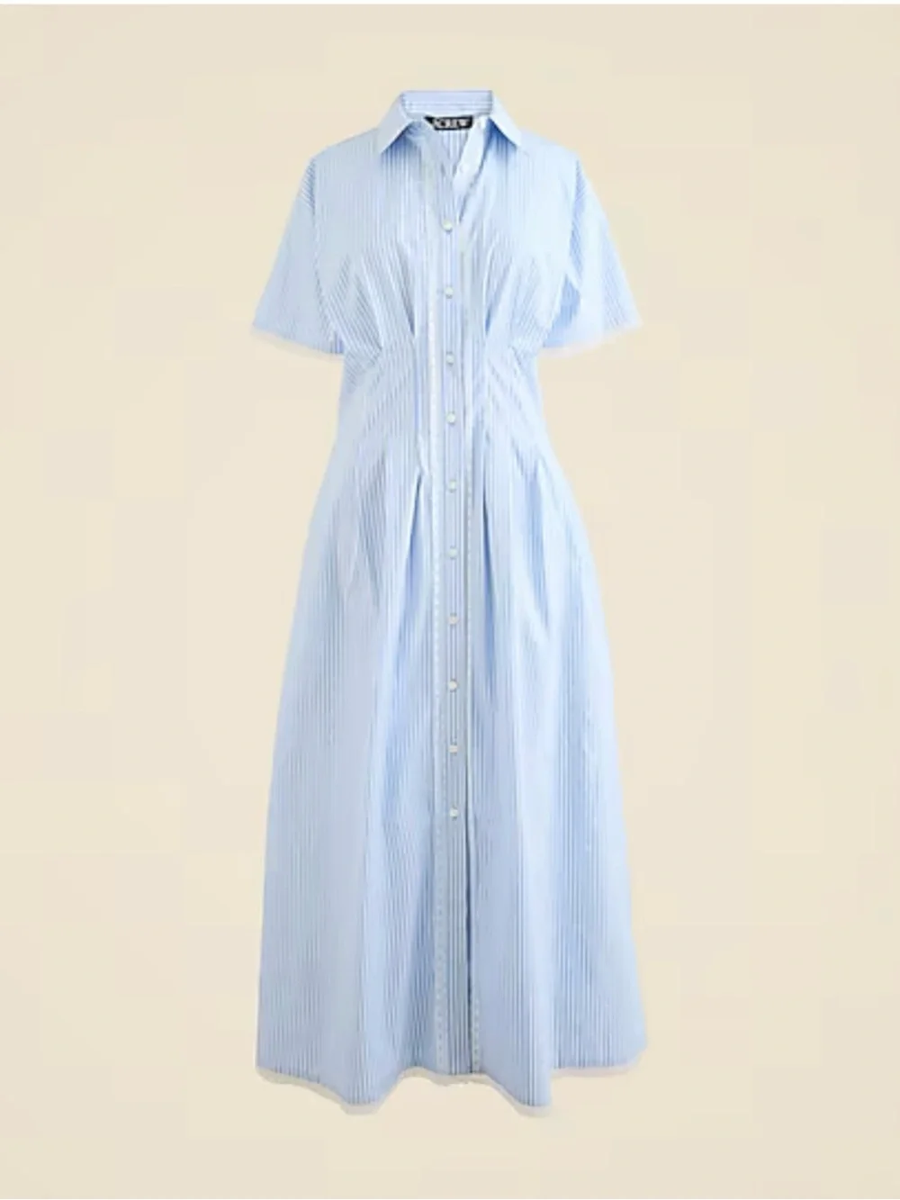 J. Crew Wren Lace Trim Shirt Dress Striped Button-Front Midi - Picture 2 of 9